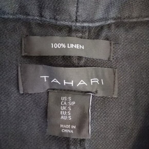 Tahari Jacket 100% Linen Open Front Womens Black Size S Bohemia Prepy Comfort - Picture 2 of 11
